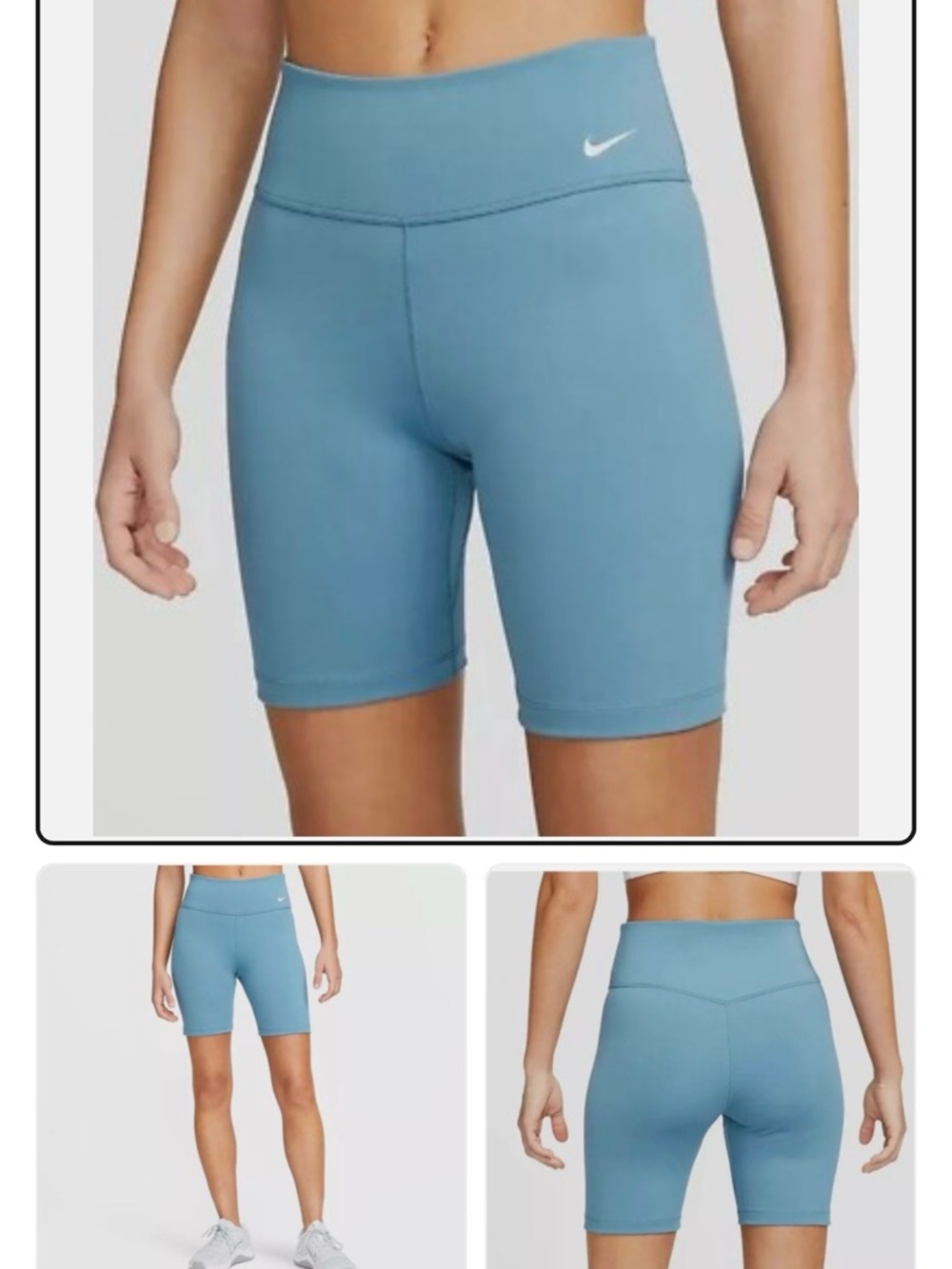 Nike Women's Mid Rise 7” aqua Bike training g Shorts NWT size S